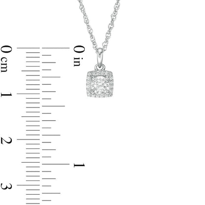 0.13 CT. T.W. Natural Diamond Square Frame Pendant in 10K White Gold