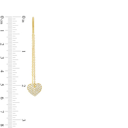0.38 CT. T.W. Diamond Heart Threader Earrings in 10K Gold