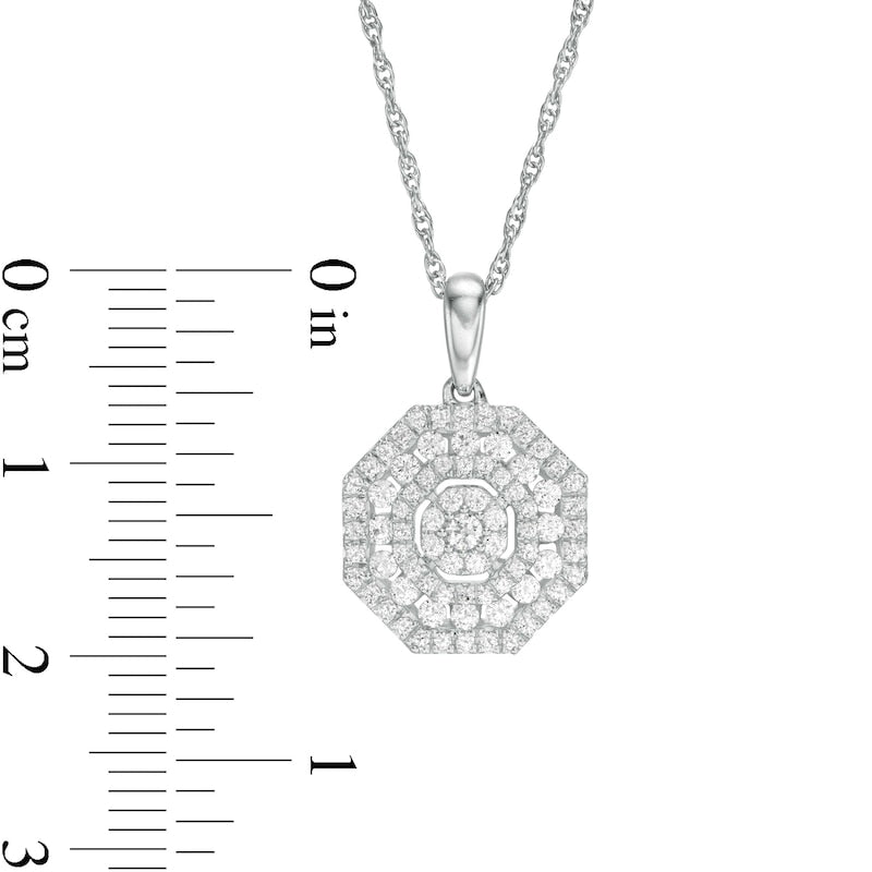 0.5 CT. T.W. Composite Natural Diamond Ornate Octagon Frame Pendant in 10K White Gold