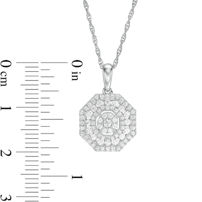 0.5 CT. T.W. Composite Natural Diamond Ornate Octagon Frame Pendant in 10K White Gold