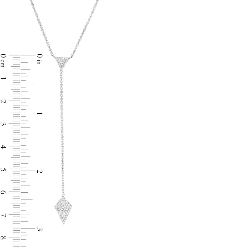 0.25 CT. T.W. Natural Diamond Geometric Y" Necklace in 10K White Gold"
