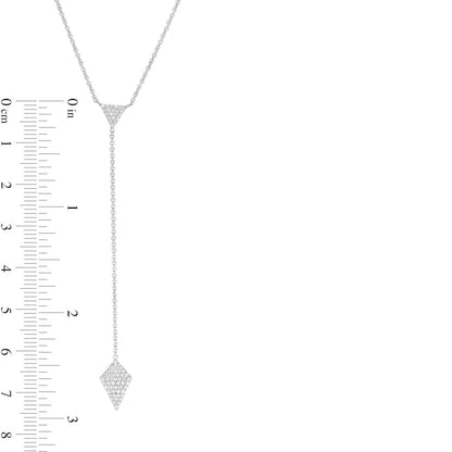 0.25 CT. T.W. Natural Diamond Geometric Y" Necklace in 10K White Gold"