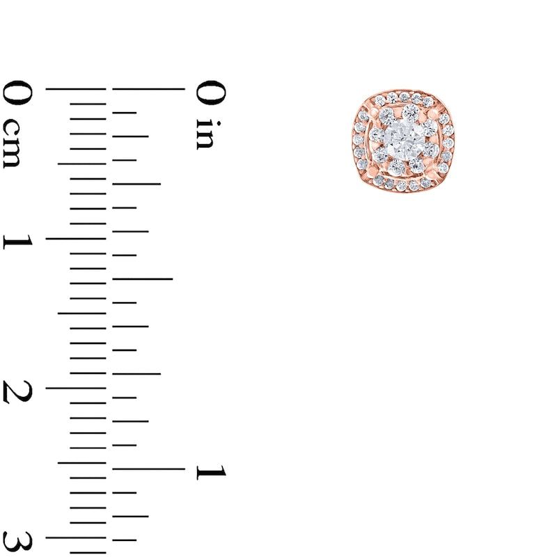 0.33 CT. T.W. Diamond Double Cushion Frame Stud Earrings in 10K Rose Gold
