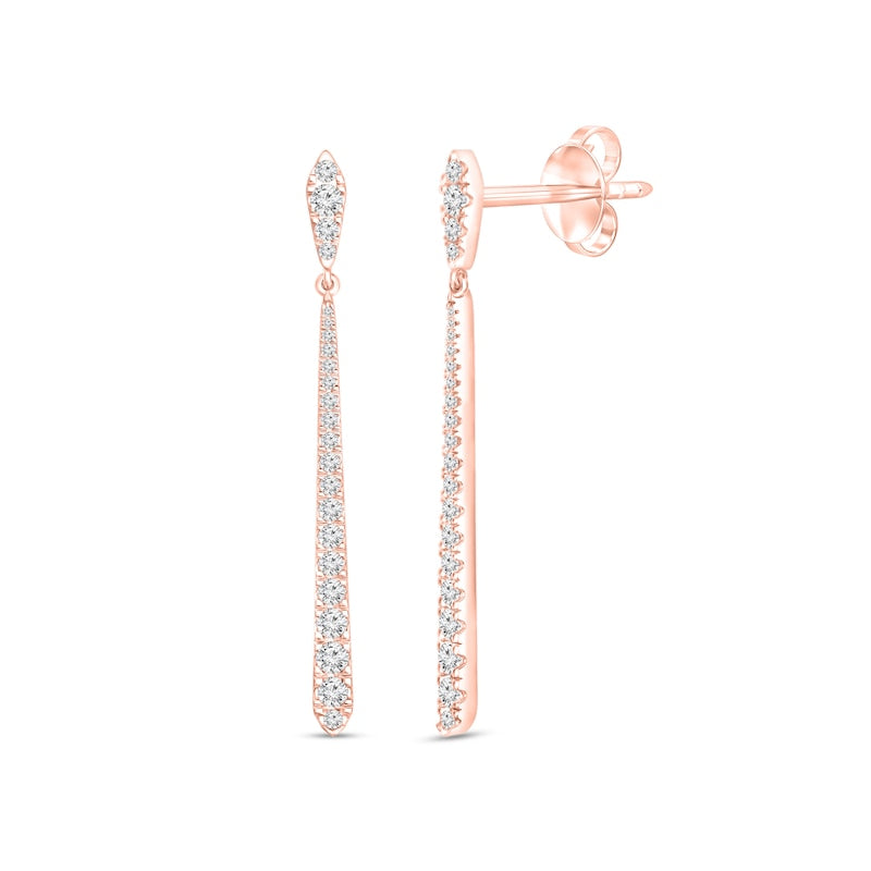 1.5 CT. T.W. Journey Diamond Stick Drop Earrings in 10K Rose Gold