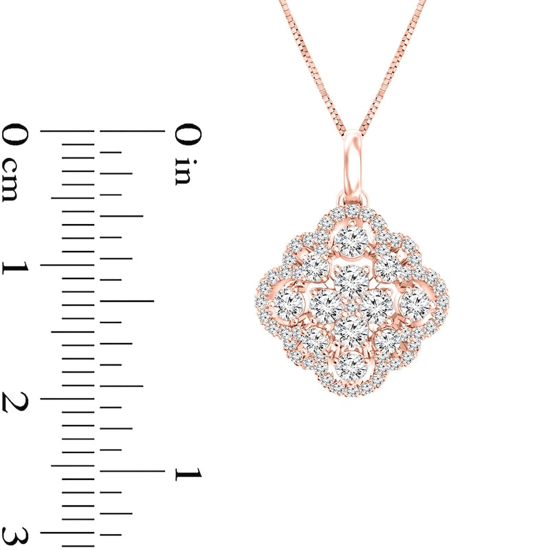 0.75 CT. T.W. Composite Natural Diamond Scallop Frame Pendant in 10K Rose Gold