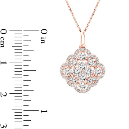 0.75 CT. T.W. Composite Natural Diamond Scallop Frame Pendant in 10K Rose Gold