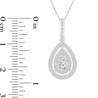 0.5 CT. T.W. Composite Pear-Shaped Natural Diamond Frame Pendant in 10K White Gold