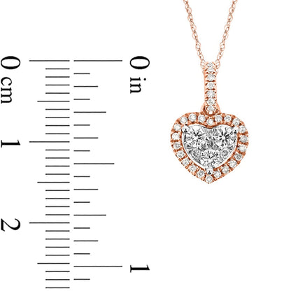 0.25 CT. T.W. Composite Heart Natural Diamond Frame Pendant in 10K Rose Gold