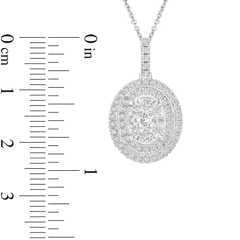1 CT. T.W. Composite Oval Natural Diamond Double Frame Pendant in 10K White Gold
