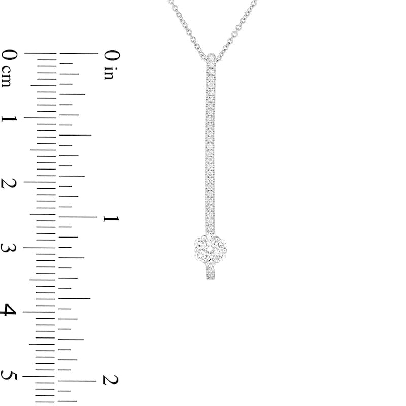 0.25 CT. T.W. Natural Diamond Vertical Bar with Composite Flower Pendant in 10K White Gold