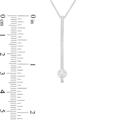 0.25 CT. T.W. Natural Diamond Vertical Bar with Composite Flower Pendant in 10K White Gold