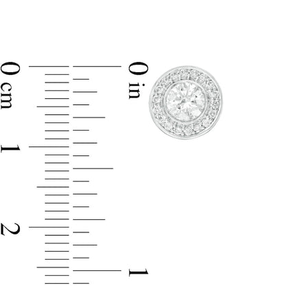 1 CT. T.W. Diamond Frame Stud Earrings in 14K White Gold