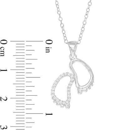 0.13 CT. T.W. Natural Diamond Baby Feet Outline Pendant in Sterling Silver
