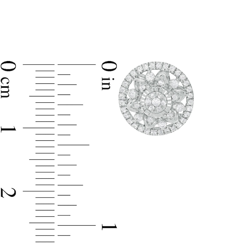 0.5 CT. T.W. Composite Diamond Double Frame Flower Stud Earrings in 10K White Gold