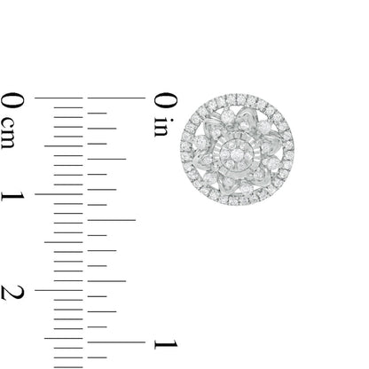 0.5 CT. T.W. Composite Diamond Double Frame Flower Stud Earrings in 10K White Gold