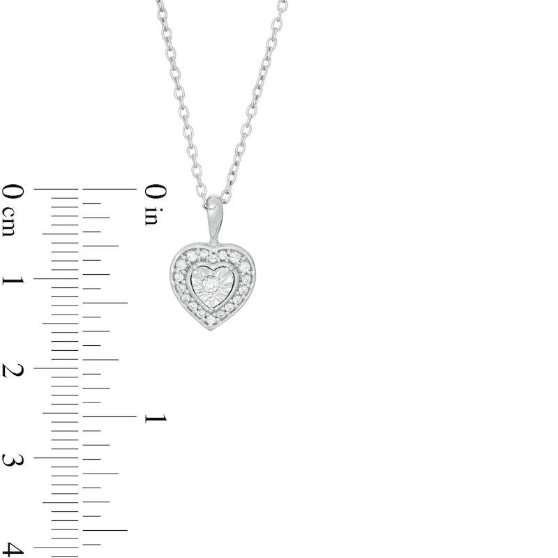 0.13 CT. T.W. Natural Diamond Frame Heart Pendant in Sterling Silver