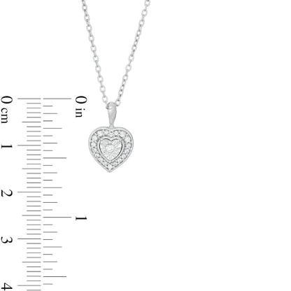 0.13 CT. T.W. Natural Diamond Frame Heart Pendant in Sterling Silver