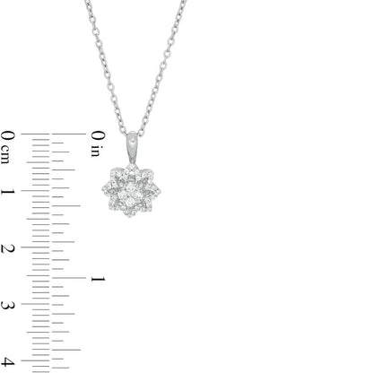 0.25 CT. T.W. Composite Natural Diamond Frame Flower Pendant in 10K White Gold