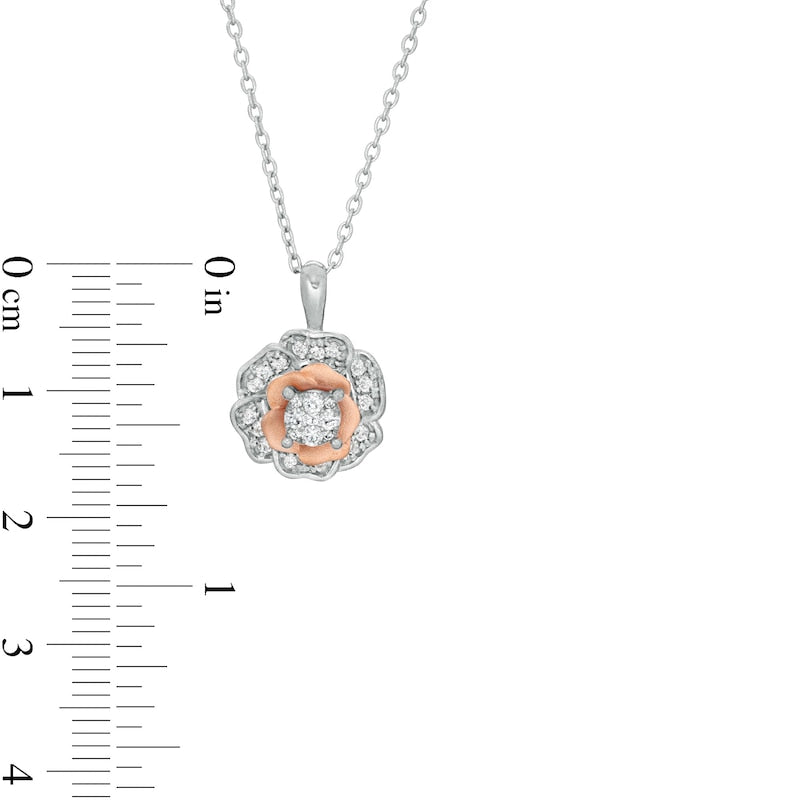 0.25 CT. T.W. Composite Natural Diamond Blooming Flower Pendant in 10K Two-Tone Gold