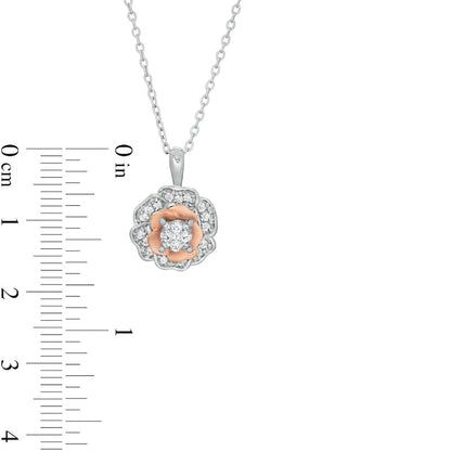 0.25 CT. T.W. Composite Natural Diamond Blooming Flower Pendant in 10K Two-Tone Gold