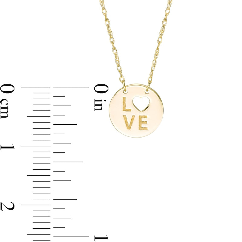 LOVE" Heart Cutout Disc Necklace in 14K Gold"