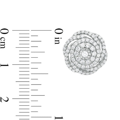 1 CT. T.W. Diamond Swirl Flower Stud Earrings in 10K White Gold