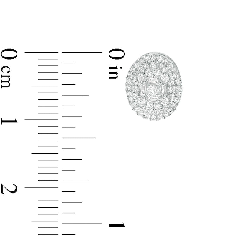 0.5 CT. T.W. Composite Oval Diamond Frame Stud Earrings in 10K White Gold