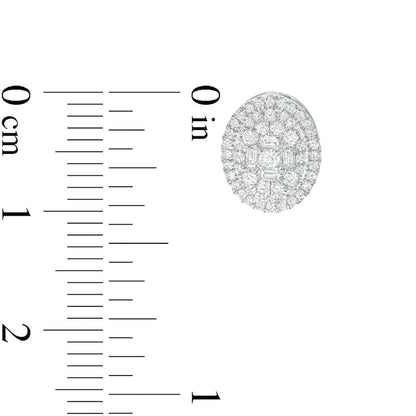0.5 CT. T.W. Composite Oval Diamond Frame Stud Earrings in 10K White Gold