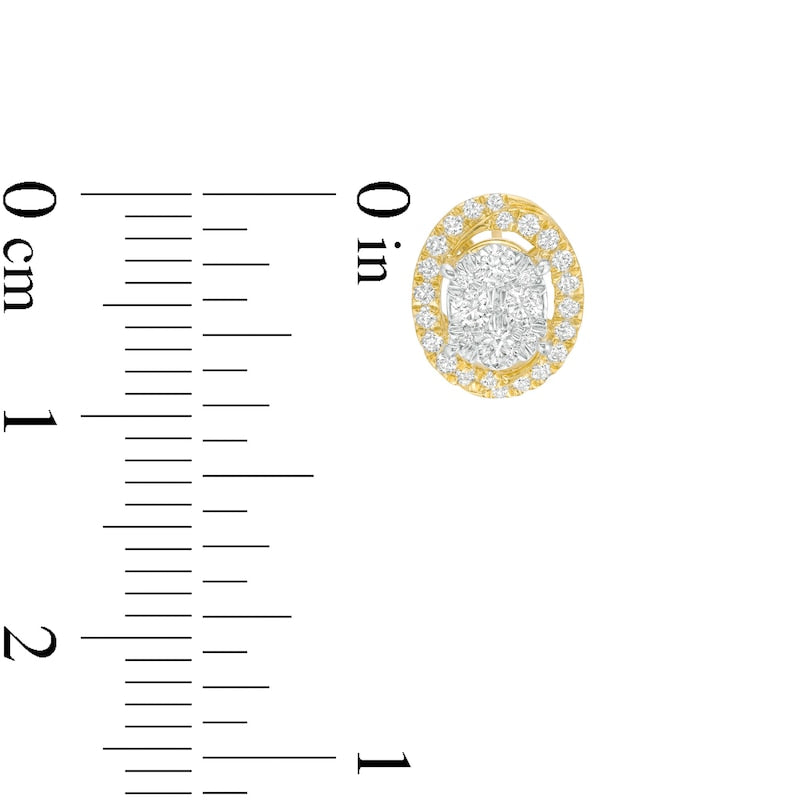 0.5 CT. T.W. Composite Oval Diamond Frame Stud Earrings in 10K Gold