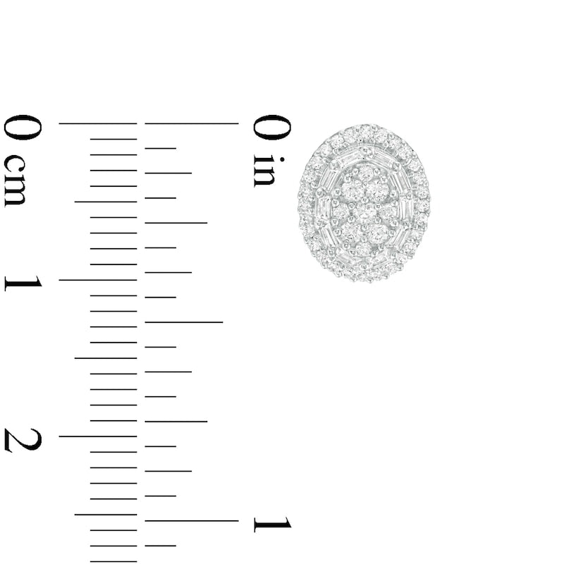 0.5 CT. T.W. Composite Oval Diamond Frame Stud Earrings in 10K White Gold