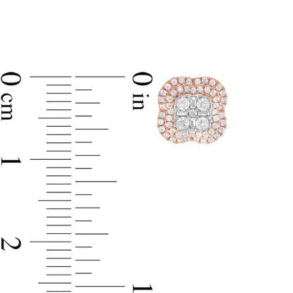 0.5 CT. T.W. Composite Diamond Double Clover Frame Stud Earrings in 10K Rose Gold