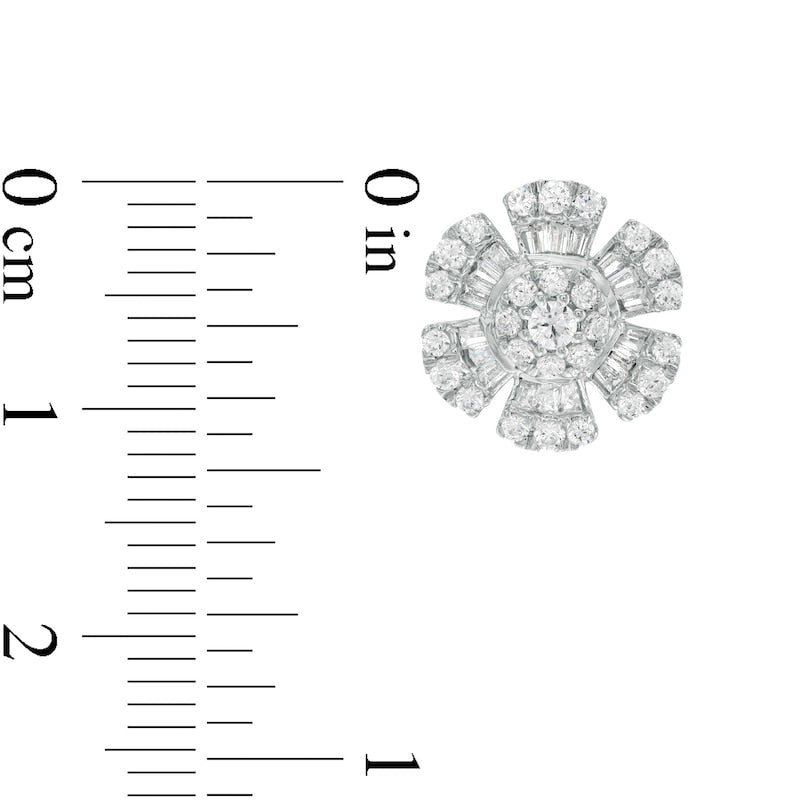 1 CT. T.W. Composite Diamond Flower Stud Earrings in 10K White Gold