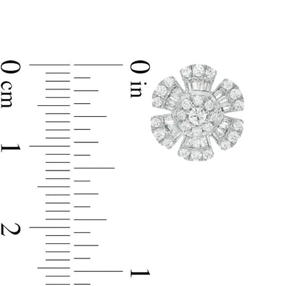1 CT. T.W. Composite Diamond Flower Stud Earrings in 10K White Gold