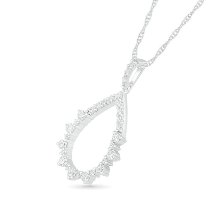 0.5 CT. T.W. Natural Diamond Pear-Shaped Sunburst Pendant in 10K White Gold