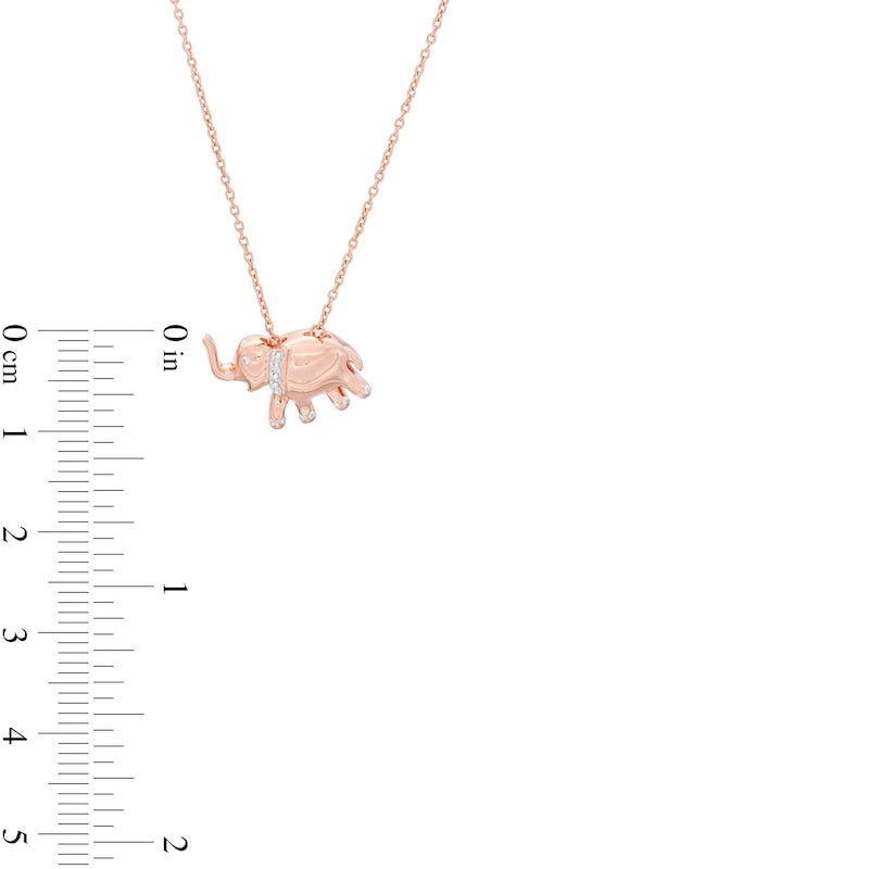 Natural Diamond Accent Elephant Pendant in Sterling Silver with 14K Rose Gold Plate