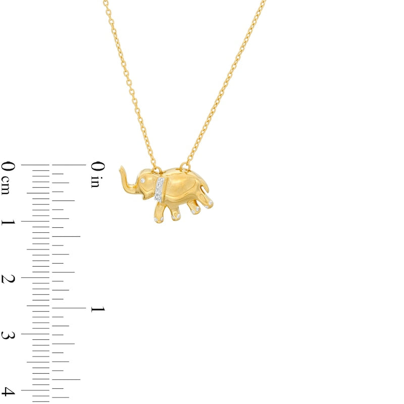 Natural Diamond Accent Elephant Pendant in Sterling Silver with 14K Gold Plate