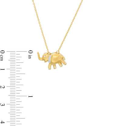 Natural Diamond Accent Elephant Pendant in Sterling Silver with 14K Gold Plate