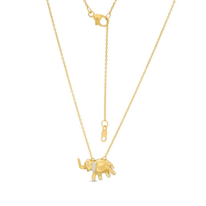 Natural Diamond Accent Elephant Pendant in Sterling Silver with 14K Gold Plate