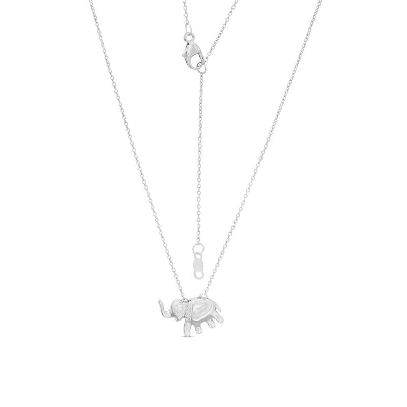 Natural Diamond Accent Elephant Pendant in Sterling Silver