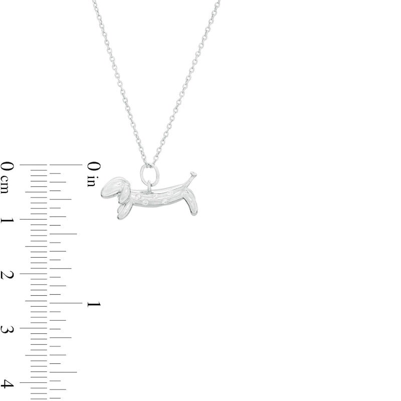 0.05 CT. T.W. Natural Diamond Dachshund Pendant in Sterling Silver