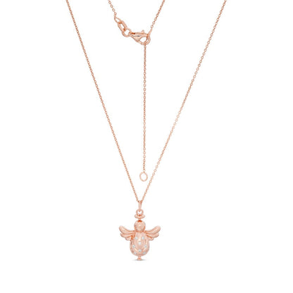 0.05 CT. T.W. Natural Diamond Angel Pendant in Sterling Silver with 14K Rose Gold Plate