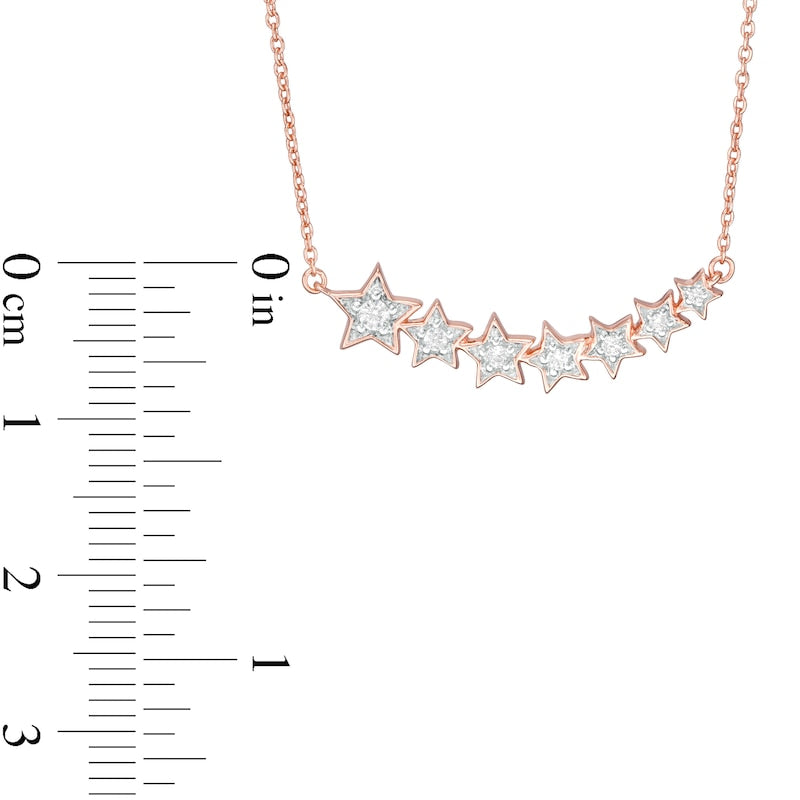 0.1 CT. T.W. Journey Natural Diamond Stars Necklace in Sterling Silver with 14K Rose Gold Plate
