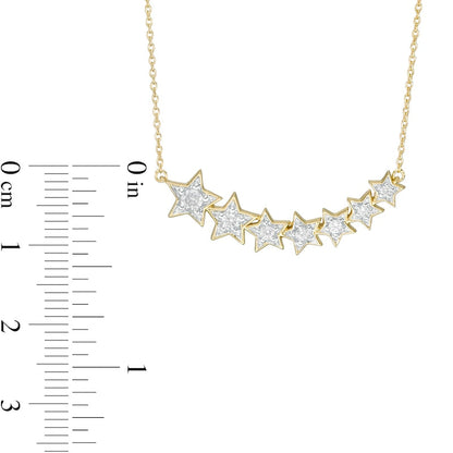0.25 CT. T.W. Journey Natural Diamond Stars Necklace in Sterling Silver with 14K Gold Plate