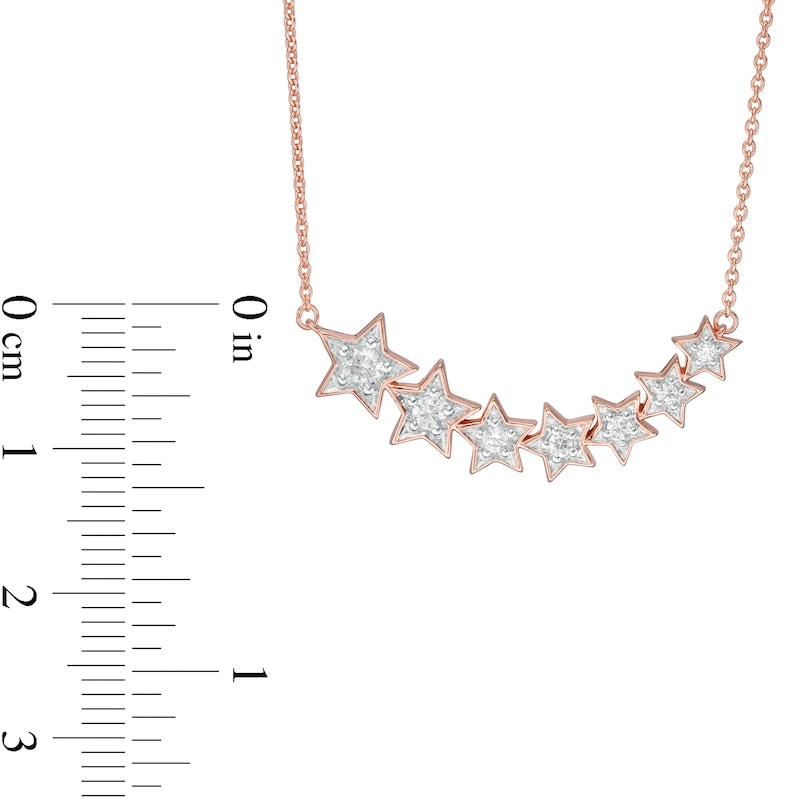 0.25 CT. T.W. Journey Natural Diamond Stars Necklace in Sterling Silver with 14K Rose Gold Plate