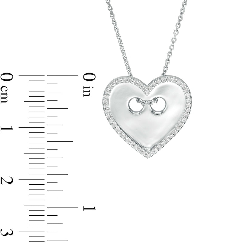 0.17 CT. T.W. Natural Diamond Heart-Shaped Button Pendant in Sterling Silver