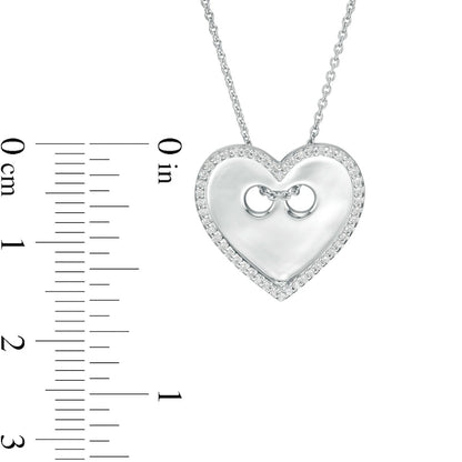0.17 CT. T.W. Natural Diamond Heart-Shaped Button Pendant in Sterling Silver
