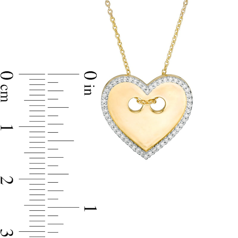 0.17 CT. T.W. Natural Diamond Heart-Shaped Button Pendant in Sterling Silver with 14K Gold Plate