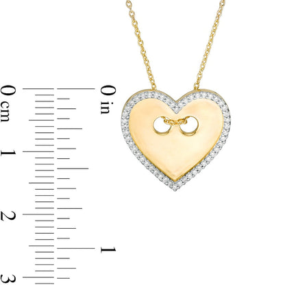 0.17 CT. T.W. Natural Diamond Heart-Shaped Button Pendant in Sterling Silver with 14K Gold Plate