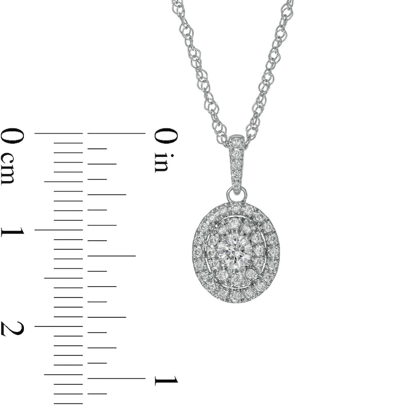 0.33 CT. T.W. Natural Diamond Double Oval Frame Pendant in 10K White Gold