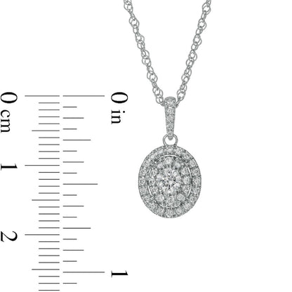 0.33 CT. T.W. Natural Diamond Double Oval Frame Pendant in 10K White Gold